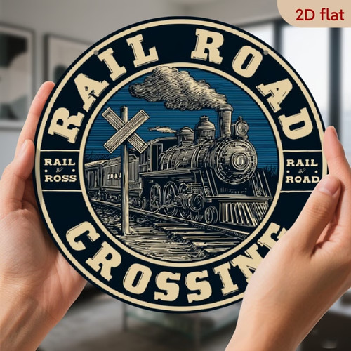 Railroad crossing rustic metal - railroad,