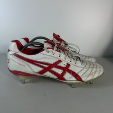ASICS Lethal Testimonial Rugby Football Shoes Boots Leather White Red US 12