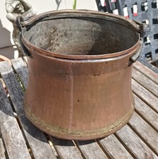 Copper Plated Metal Cooking Pot Cauldron Coal Flowers