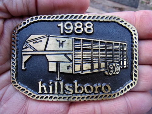 Vtg hillsboro belt buckle - hillsboro, 1988