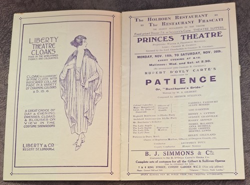 1921 oyly carte programme - d`oyly,