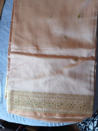 Peach silk saree - saree, with