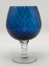 Vintage Royal Blue Brandy Glass Vase. Twisted stem. Snifter