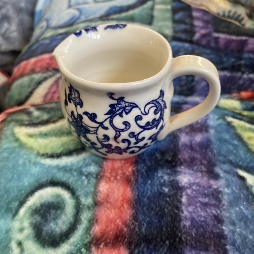 Blue glazed floral - blue, jug