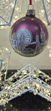 GISELA GRAHAM DEEP RED/GOLD LONDON SCENE HANGING GLASS CHRISTMAS BAUBLE 
