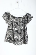 Primark Womens Aztec Bardot Top - Black - Size 6 (27c)