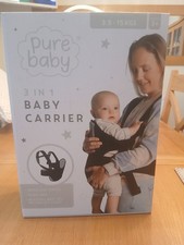Pure Baby: 3-in-1 Baby Carrier 3.5-15kgs 3+ Months Cushioned Back, Breathable