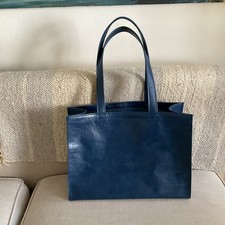 Real Leather Petrol blue Tote Bag