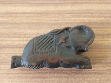 Old Carved Dark Hardwood Elephant Case with Opium Scales