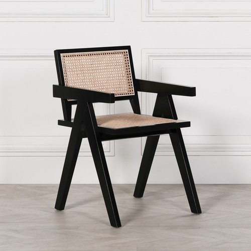 Black painted wooden - black, cane