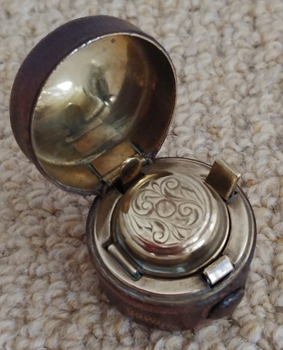 Vintage brass glass inkwell - vintage,