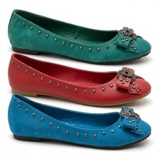 Womens Ladies Flats Round Toe