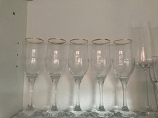 5x Gold Rim Drinking Glasses