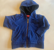 One Up Blue long sleeve cotton cardigan with zip & hood 3 Years Eliane et Lena