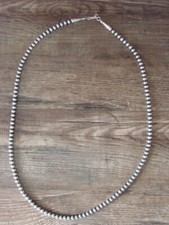Navajo Pearl Sterling Silver Round Bead Hand Strung 26" Necklace - Jake