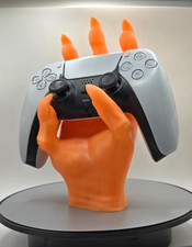 Scary Hand PS5 Controller Holder – Creepy Functional Stand - Orange GLOW IN DARK