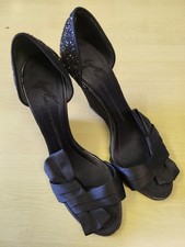 Giuseppe Zanotti Ladies Black Fabric Wedge V. High Heel Party Shoes. Size 5. USE