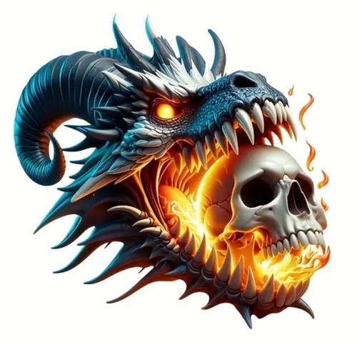 Fire dragon skull vinyl - fire,