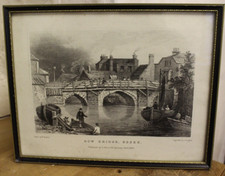 1832 Antique engraving Print Bow Bridge Essex 26.5x34cm W.H. Bartlett J Rogers