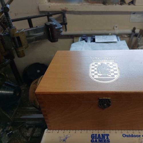 Wooden chess box with hinged - chess,