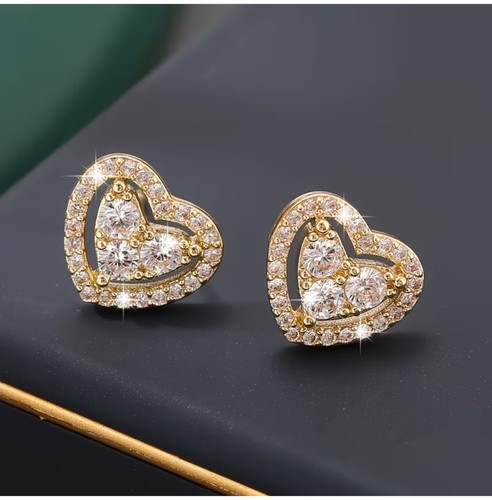 Earrings heart shaped gold - earrings,