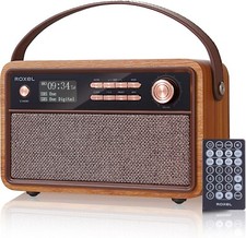 Roxel Retro D1 Vintage DAB+/FM Radio Wireless Speaker | Bedside Alarm Clock