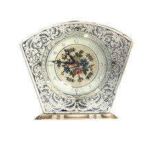 Vintage Clock Petit Point Embroidered Wind Up Perspex - Non Working