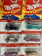 6 x HOT WHEELS CLASSICS SERIES 2 VW DRAG BUS,'49 MERC,'57 BEL AIR,++ MINT CARS !