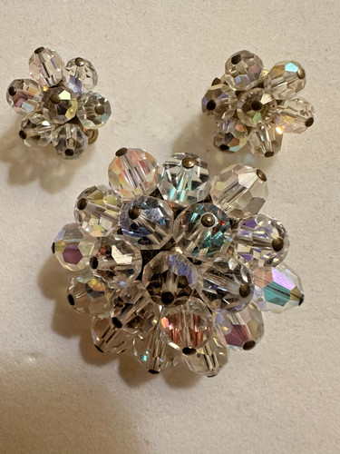 Vintage iridescent bead brooch - vintage,