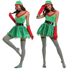 LADIES SEXY ELF COSTUME SANTAS LITTLE HELPER ADULT XMAS CHRISTMAS FANCY DRESS