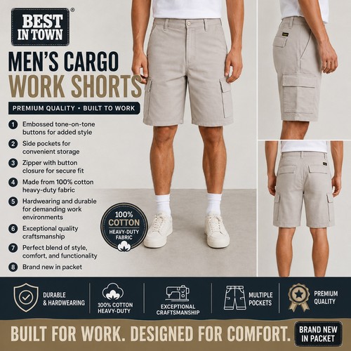 Mens stone cargo shorts - cargo,
