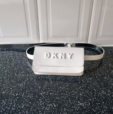 DKNY Logo White Belt Bag with Adjustable Strap~size L