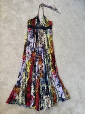 Fifetrap Multicolour Boho Halterneck Maxi Dress size L Y2K Festival Style summer