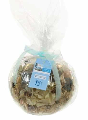 White linen scented pot - bn,
