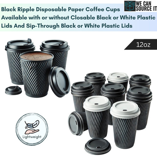 Black ripple paper coffee cups - paper,