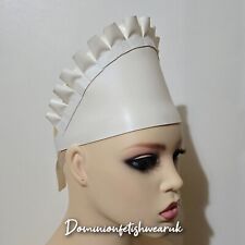 White French Maid cap / hat rubber Latex Fetish doll UK roleplay headband