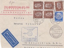 GERMANY - 1933 COVER FRONT TO BRAZIL WITH ZEPPELIN FLIGHT CACHET