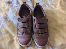 Next Boys Tan Brown Standard Fit (F) Two Strap Touch Fastening Trainers Shoes...