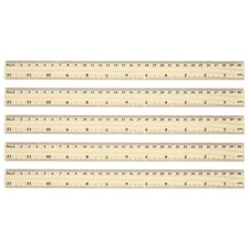12 Inch Wooden Rulers, 12Pcs