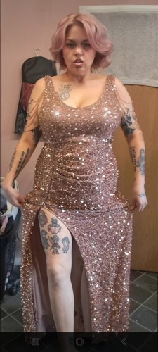 Long glitzy gold dress