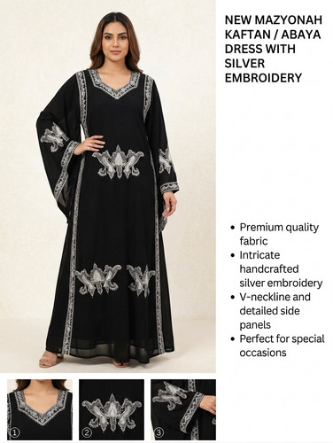 Women black embroidered abaya - women,