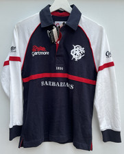 Vintage Barbarians Rugby Shirt Cotton Traders Blue Long Sleeve Boys Large L LB