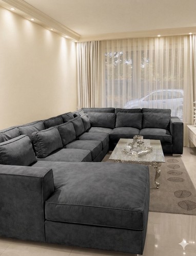 Large grey shaped sectional - grey, l-shaped