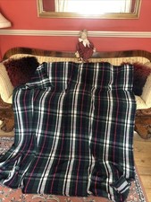 Vintage Wool Blend Checked Blanket Throw 80”X 71” (204 X 180cms) Warm Home Decor