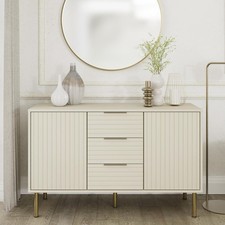 Ivory Sideboard Cabinet with Shutter Doors 3 Drawers Modern Storage Unit