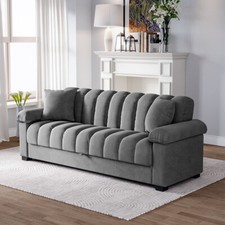 3 Seater Sofa Bed Grey Fabric