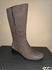 Ecco Barett Wedge Espresso Tall Boots Size 39 New,  extended cuff