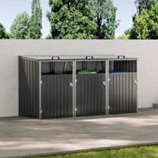 Triple Wheelie Bin Storage Metal Store Cover Garden Rubbish Dustbin 3 Shed Cabin