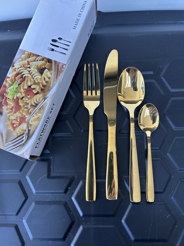 Cutlery set piece gold - cutlery,