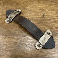 Vintage Carpenters Tool Box Handle - Leather Strap - Brass Brackets 
